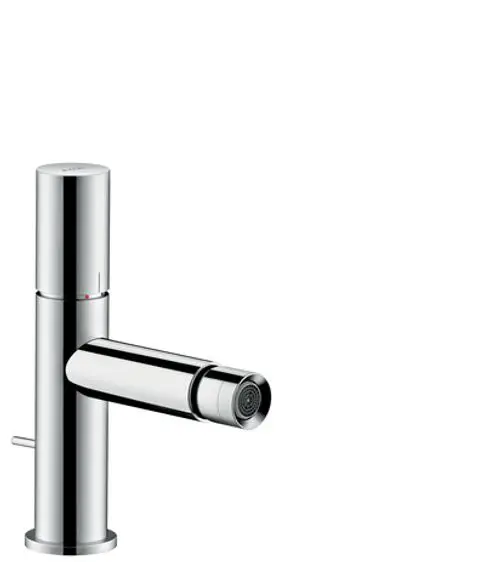 Axor Bidetmischer in Chrom mit Einhebelbedienung und Zugstangen-Ablaufgarnitur. Eignet sich für den modernen Badezimmerbereich.